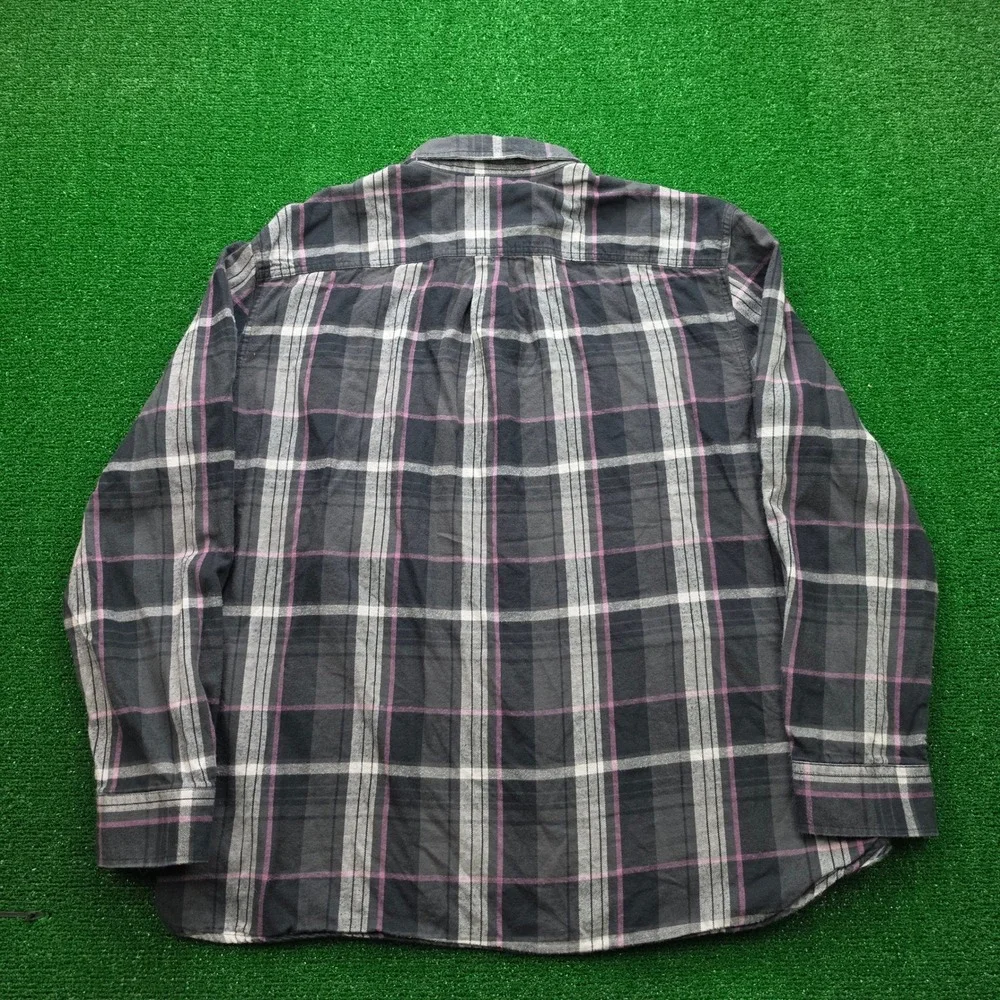 The North Face Arroyo Flannel Shirt Mens 2XL Gray Black Plaid Button Up Outdoors